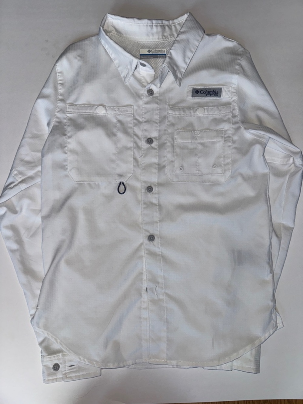 Columbia PFG Kids Fishing Shirt | Size 10-12 | White | Long Sleeve | Outdoor